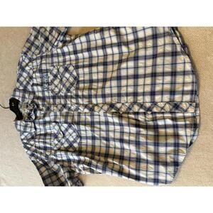 American Rag Cie Men's Blue and White Plaid Button-Up Shirt,